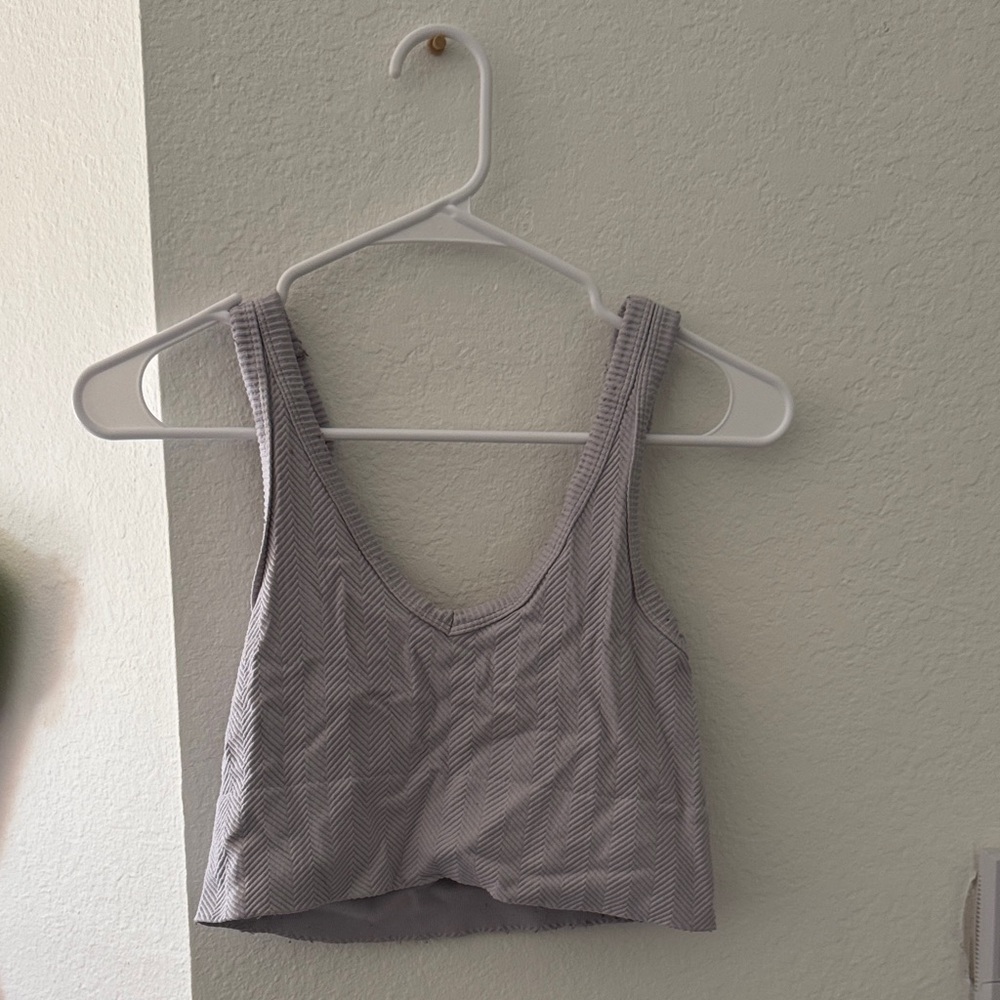 Gray Chevron Crop Top